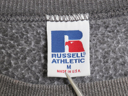 90's USA製 ラッセル 無地 スウェット メンズ レディース M / オールド ワンポイント トレーナー ブランク クルーネック 裏起毛 前V グレー