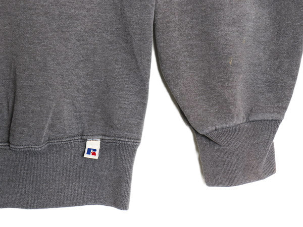 90's USA製 ラッセル 無地 スウェット メンズ レディース M / オールド ワンポイント トレーナー ブランク クルーネック 裏起毛 前V グレー