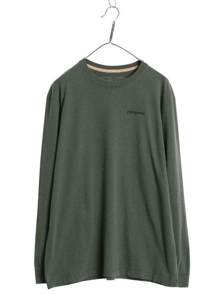 パタゴニア 両面 プリント 長袖 Tシャツ メンズ L 19年製 アウトドア ロンT ロングスリーブ P6 バックプリント ボックスロゴ カットソー 緑
