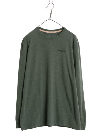 パタゴニア 両面 プリント 長袖 Tシャツ メンズ L 19年製 アウトドア ロンT ロングスリーブ P6 バックプリント ボックスロゴ カットソー 緑