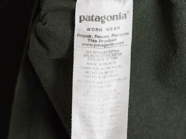 パタゴニア 両面 プリント 長袖 Tシャツ メンズ L 19年製 アウトドア ロンT ロングスリーブ P6 バックプリント ボックスロゴ カットソー 緑