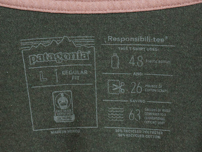 パタゴニア 両面 プリント 長袖 Tシャツ メンズ L 19年製 アウトドア ロンT ロングスリーブ P6 バックプリント ボックスロゴ カットソー 緑