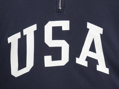 90s ポロスポーツ ラルフローレン ハーフジップ USA プリント スウェット メンズ XL オールド ハイネック トレーナー 星条旗 大きいサイズ