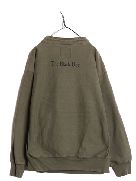 00s The Black Dog ドッグ プリント ハイネック スウェット メンズ レディース L オールド ヘビーウェイト 犬 裏起毛 トレーナー グリーン