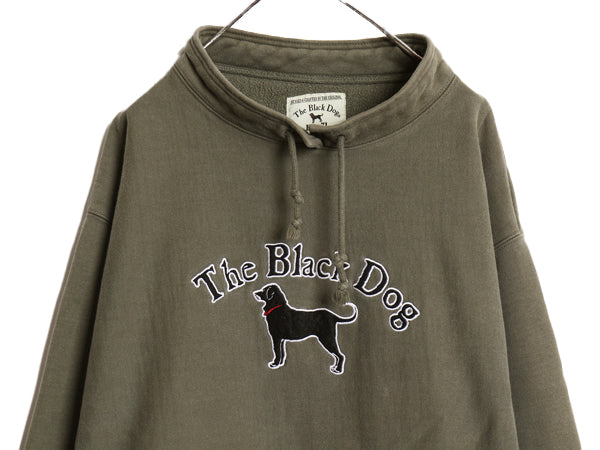 00s The Black Dog ドッグ プリント ハイネック スウェット メンズ レディース L オールド ヘビーウェイト 犬 裏起毛 トレーナー グリーン