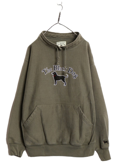 00s The Black Dog ドッグ プリント ハイネック スウェット メンズ レディース L オールド ヘビーウェイト 犬 裏起毛 トレーナー グリーン