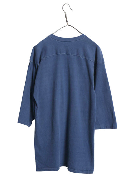 80s USA製 2段 カレッジ プリント フットボール Tシャツ メンズ L / 古着 ヴィンテージ 七分袖 ロンT Vネック シングルステッチ カットソー