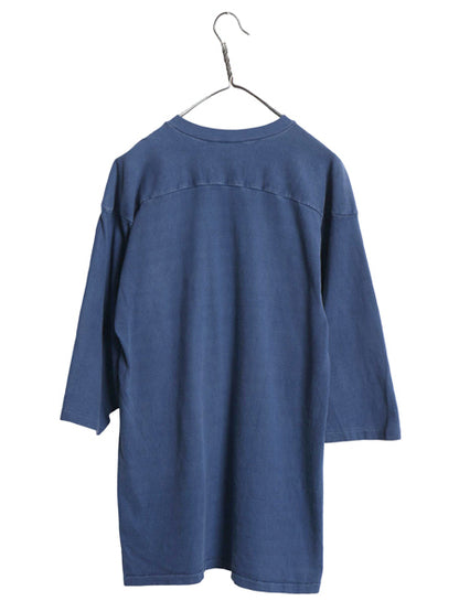 80s USA製 2段 カレッジ プリント フットボール Tシャツ メンズ L / 古着 ヴィンテージ 七分袖 ロンT Vネック シングルステッチ カットソー