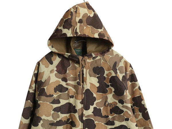 90s オービス ダックハンター カモ ナイロン ジャケット メンズ M オールド フルジップ 迷彩 防水 レイン パーカー ハンティング ブルゾン