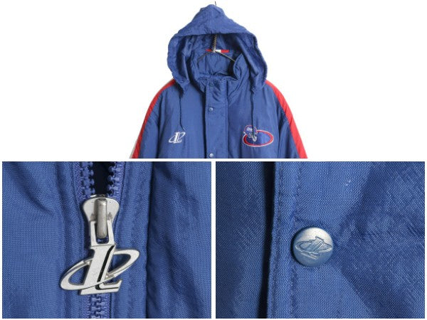 90s ジャイアンツ フード付き 中綿 ナイロン ジャケット メンズ M / オールド NFL オフィシャル スタジャン アメフト ブルゾン フルジップ