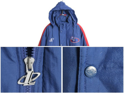 90s ジャイアンツ フード付き 中綿 ナイロン ジャケット メンズ M / オールド NFL オフィシャル スタジャン アメフト ブルゾン フルジップ