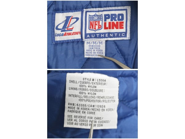 90s ジャイアンツ フード付き 中綿 ナイロン ジャケット メンズ M / オールド NFL オフィシャル スタジャン アメフト ブルゾン フルジップ