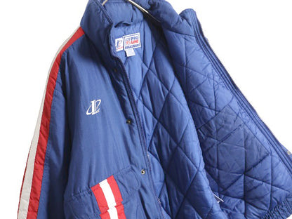 90s ジャイアンツ フード付き 中綿 ナイロン ジャケット メンズ M / オールド NFL オフィシャル スタジャン アメフト ブルゾン フルジップ