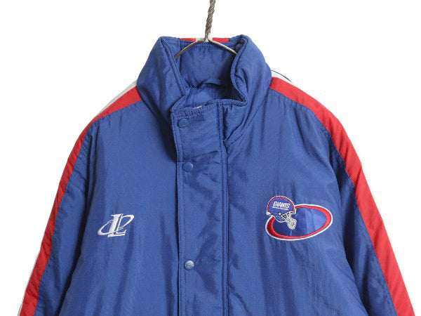 90s ジャイアンツ フード付き 中綿 ナイロン ジャケット メンズ M / オールド NFL オフィシャル スタジャン アメフト ブルゾン フルジップ
