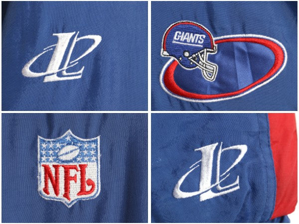 90s ジャイアンツ フード付き 中綿 ナイロン ジャケット メンズ M / オールド NFL オフィシャル スタジャン アメフト ブルゾン フルジップ