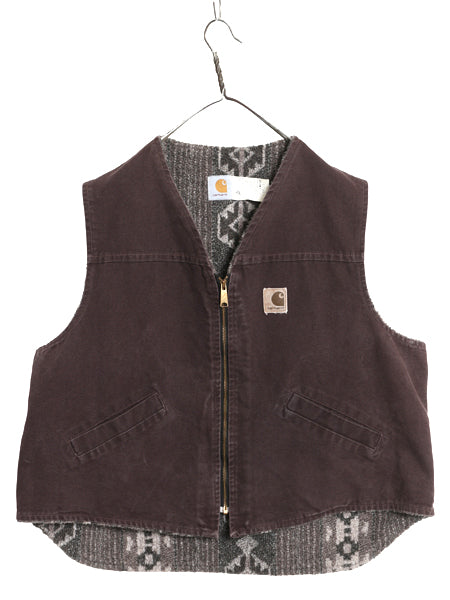 90s USA製 ★ カーハート サウスウエスト ダック ベスト メンズ 2XL / オールド ネイティブ 総柄 パイル フリース AZTEC 廃盤 大きいサイズ