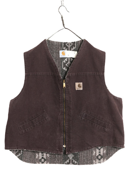 90s USA製 ★ カーハート サウスウエスト ダック ベスト メンズ 2XL / オールド ネイティブ 総柄 パイル フリース AZTEC 廃盤 大きいサイズ