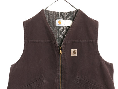 90s USA製 ★ カーハート サウスウエスト ダック ベスト メンズ 2XL / オールド ネイティブ 総柄 パイル フリース AZTEC 廃盤 大きいサイズ