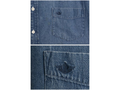 90s ドッカーズ リーバイス バンドカラー デニム シャツ メンズ XL / オールド 長袖シャツ ノーカラー コットン ワンポイント 大きいサイズ