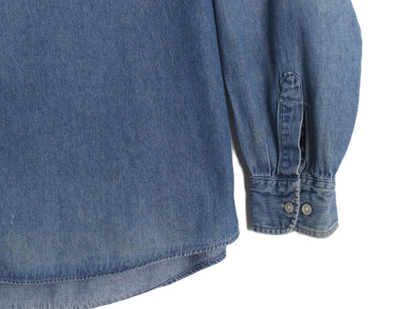 90s ドッカーズ リーバイス バンドカラー デニム シャツ メンズ XL / オールド 長袖シャツ ノーカラー コットン ワンポイント 大きいサイズ