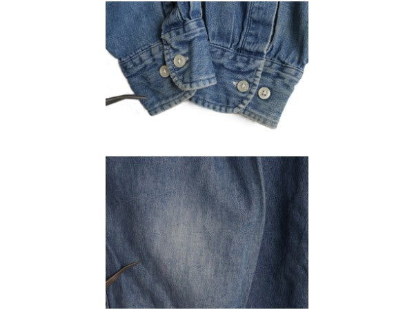 90s ドッカーズ リーバイス バンドカラー デニム シャツ メンズ XL / オールド 長袖シャツ ノーカラー コットン ワンポイント 大きいサイズ