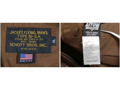 USA製 ショット A-2 タイプ 本革 レザー ジャケット メンズ XL / 革ジャン フライト ボンバー ジャンパー ブルゾン 茶 大きいサイズ 牛革 