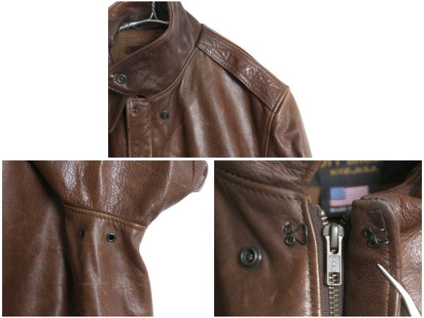 USA製 ショット A-2 タイプ 本革 レザー ジャケット メンズ XL / 革ジャン フライト ボンバー ジャンパー ブルゾン 茶 大きいサイズ 牛革 
