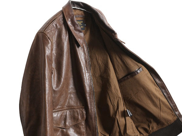 USA製 ショット A-2 タイプ 本革 レザー ジャケット メンズ XL / 革ジャン フライト ボンバー ジャンパー ブルゾン 茶 大きいサイズ 牛革 