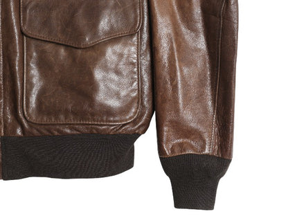 USA製 ショット A-2 タイプ 本革 レザー ジャケット メンズ XL / 革ジャン フライト ボンバー ジャンパー ブルゾン 茶 大きいサイズ 牛革 