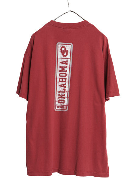 00's ナイキ 両面 カレッジ プリント Tシャツ メンズ L 古着 オールド ヘビーウェイト コットン センター スモール スウッシュ カットソー