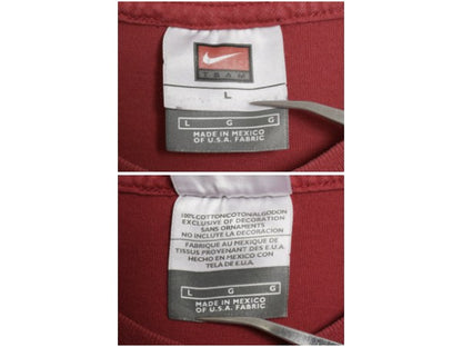 00's ナイキ 両面 カレッジ プリント Tシャツ メンズ L 古着 オールド ヘビーウェイト コットン センター スモール スウッシュ カットソー