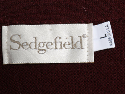 90s USA製 Sedgefield アクリル ニット カーディガン メンズ L / オールド セーター 長袖ニット 無地 羽織り 前開き きれいめ バーガンディ