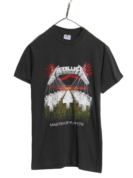 80s USA製 メタリカ 両面 プリント Tシャツ メンズ M 小さめ S ヴィンテージ グラフィック アート イラスト バンド ロック メタル 黒 バンT
