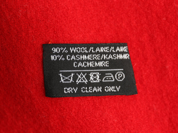 イタリア製 イヴサンローラン フリンジ付き マフラー メンズ レディース / ヴィンテージ ウール  カシミヤ ワンポイント シンプル 防寒 赤