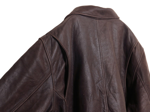 00s エディ―バウアー 本革 レザー ダウン ジャケット メンズ XL 古着 オールド 革ジャン G-1 タイプ フライト ミリタリー 大きいサイズ 茶