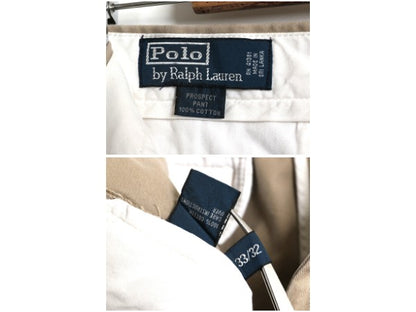 90s ポロ ラルフローレン コットン チノ パンツ 33 32 / オールド スラックス チノパン ストレート ノータック アーミー タイプ ポロチノ