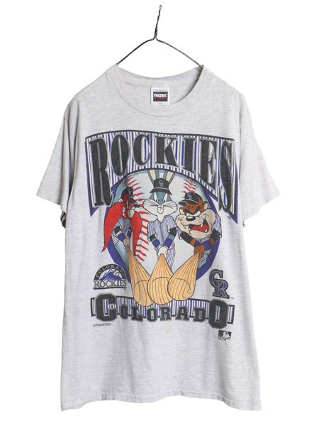 90s ロッキーズ ワーナー キャラクター イラスト プリント Tシャツ メンズ L / オールド MLB オフィシャル 大リーグ 野球 シングルステッチ