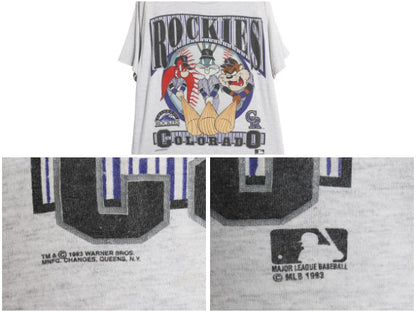 90s ロッキーズ ワーナー キャラクター イラスト プリント Tシャツ メンズ L / オールド MLB オフィシャル 大リーグ 野球 シングルステッチ