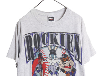 90s ロッキーズ ワーナー キャラクター イラスト プリント Tシャツ メンズ L / オールド MLB オフィシャル 大リーグ 野球 シングルステッチ