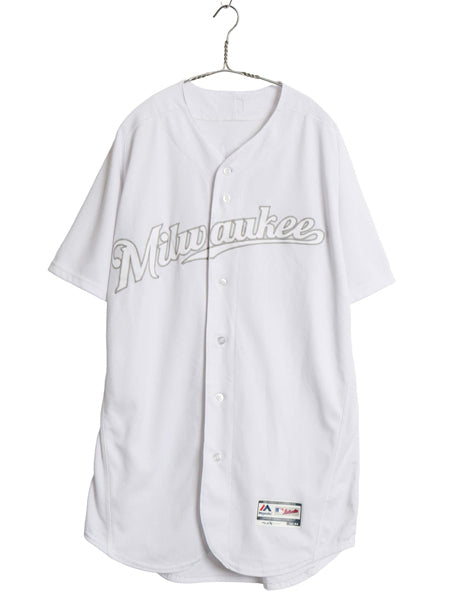 ブルワーズ ベースボール シャツ メンズ XXL 程/ MLB オフィシャル マジェスティック 大リーグ ユニフォーム 重ね着 ジャージ 大きいサイズ