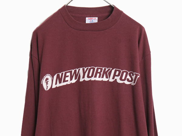 90s USA製 企業 プリント 長袖 Tシャツ メンズ XL / 古着 オールド ロンT ロングTシャツ ヘビーウェイト シングルステッチ 大きいサイズ 
