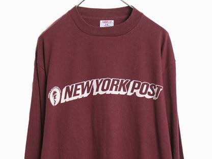 90s USA製 企業 プリント 長袖 Tシャツ メンズ XL / 古着 オールド ロンT ロングTシャツ ヘビーウェイト シングルステッチ 大きいサイズ 