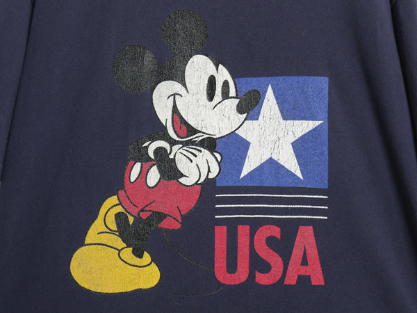 90s ミッキー 両面 プリント Tシャツ メンズ レディース XL 程 オールド ディズニー オフィシャル キャラクター イラスト シングルステッチ