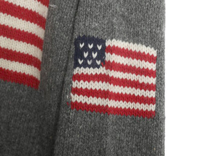 エクアドル製 タートルネック 星条旗 デザイン ニット セーター メンズ レディース XL 程 古着 ウール 手編み ハンドメイド 大きいサイズ