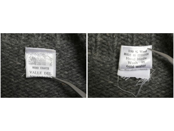 エクアドル製 タートルネック 星条旗 デザイン ニット セーター メンズ レディース XL 程 古着 ウール 手編み ハンドメイド 大きいサイズ