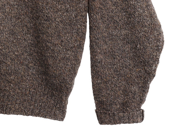 80s USA製 ランズエンド ニット セーター メンズ XL / ヴィンテージ ウール ミドルゲージ クルーネック 無地 シンプル 大きいサイズ 杢 茶