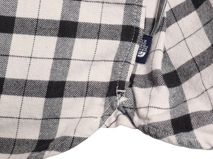 ノースフェイス チェック フランネル シャツ メンズ XL / 古着 アウトドア ネルシャツ 長袖シャツ マチ付き 黒 白 モノトーン 大きいサイズ