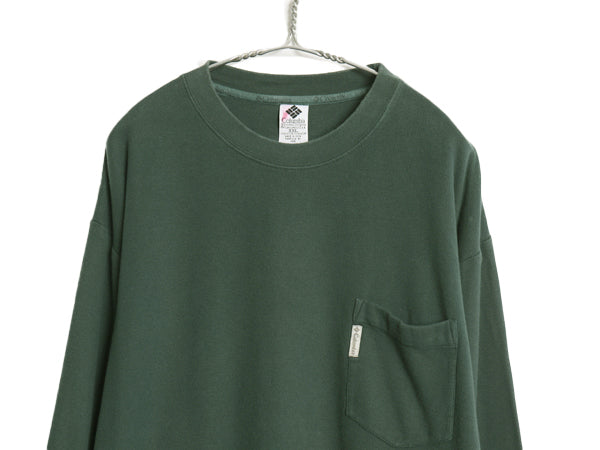 90s コロンビア ポケット付き 鹿の子 長袖 Tシャツ メンズ XXL オールド ロンT ポケT ロングスリーブ コットン ワンポイント 大きいサイズ