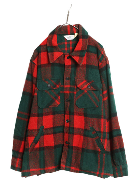 70s USA製 ウールリッチ チェック CPO ウール シャツ ジャケット メンズ XL 小さめ L 程 ヴィンテージ 4ポケット ボックス ヘビーウェイト