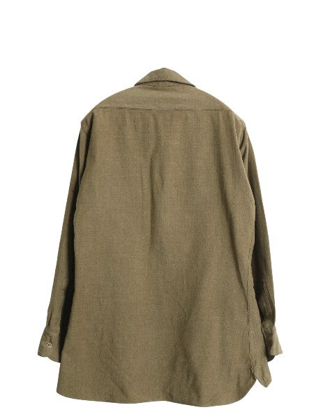 40s 米軍実物 US ARMY 長袖 ウール マスタード シャツ メンズ M 程 ヴィンテージ ミリタリー アーミー オフィサー エポレット 軍物 カーキ